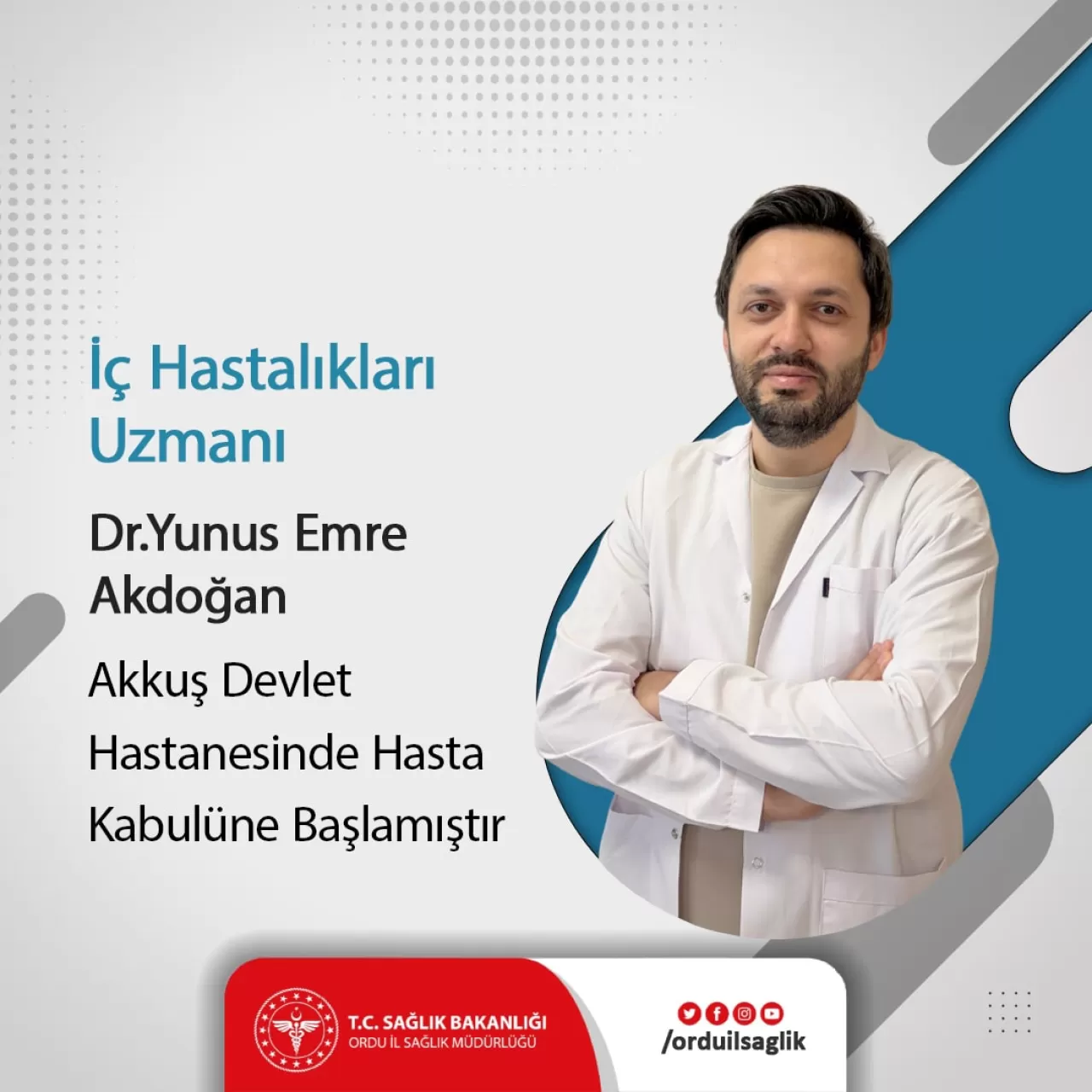 Dr. Yunus Emre Akdoğan, Akkuş Devlet Hastanesi'nde Hizmet Vermeye Başladı