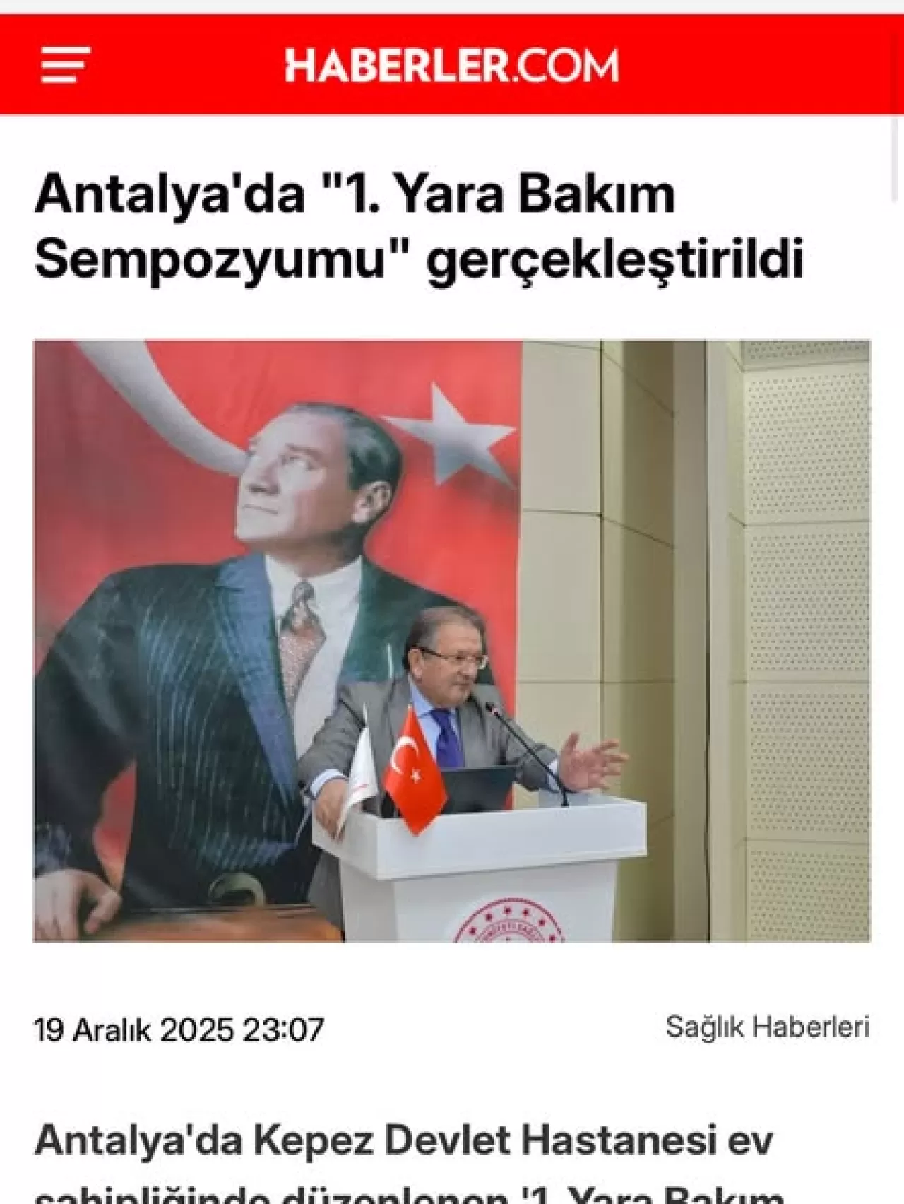 Kepez Devlet Hastanesi'nde Yara Bakımı Sempozyumu Düzenlendi