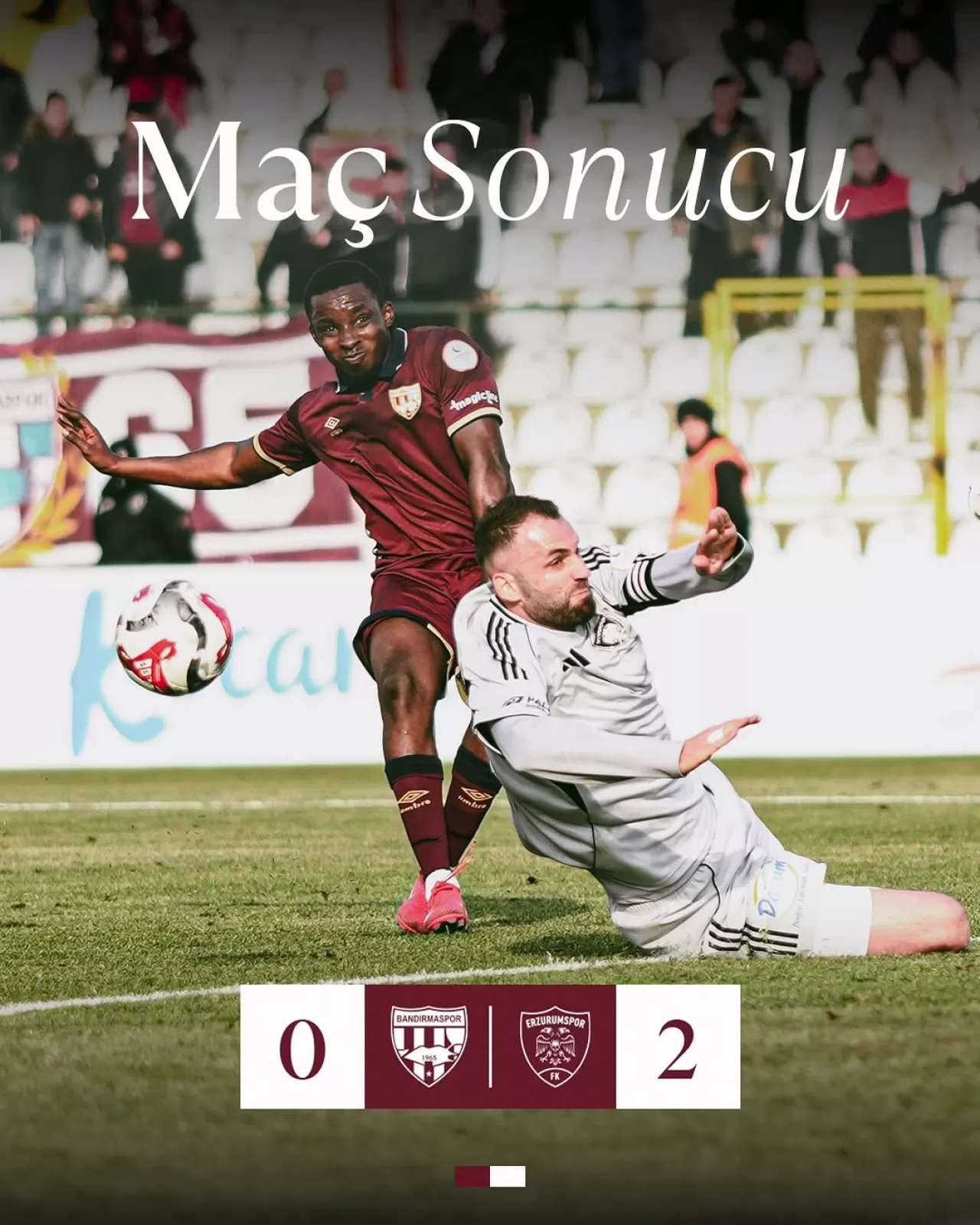 Bandırmaspor, Erzurumspor FK'ya Evinde 2-0 Mağlup Oldu