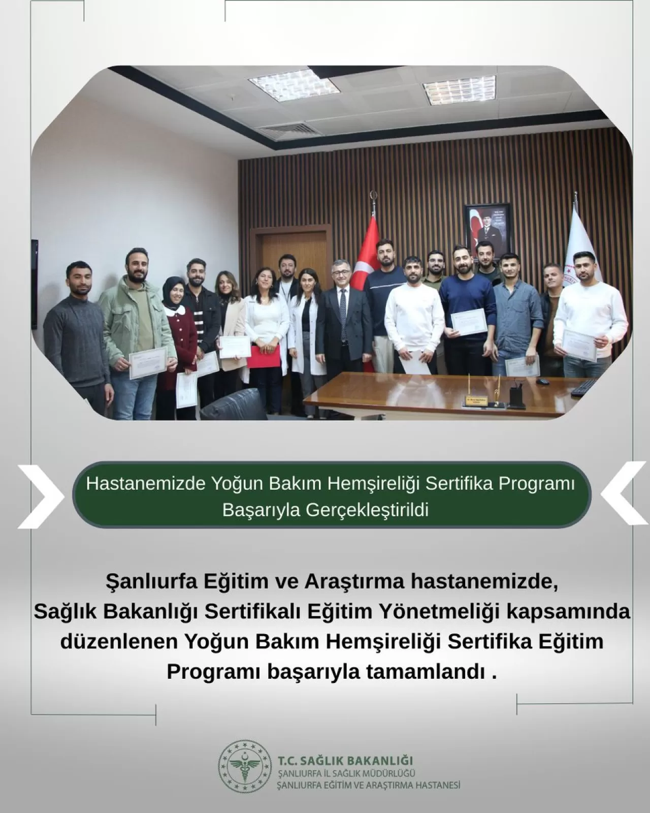 Şanlıurfa'da Yoğun Bakım Hemşireliği Sertifika Programı Tamamlandı