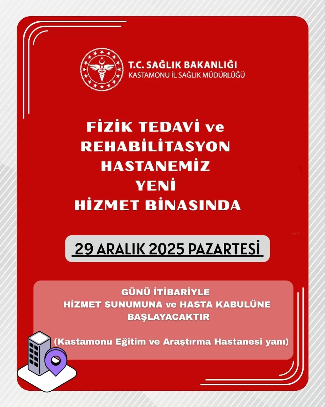 Kastamonu Fizik Tedavi ve Rehabilitasyon Hastanesi Yeni Binasında Hizmete Hazırlanıyor