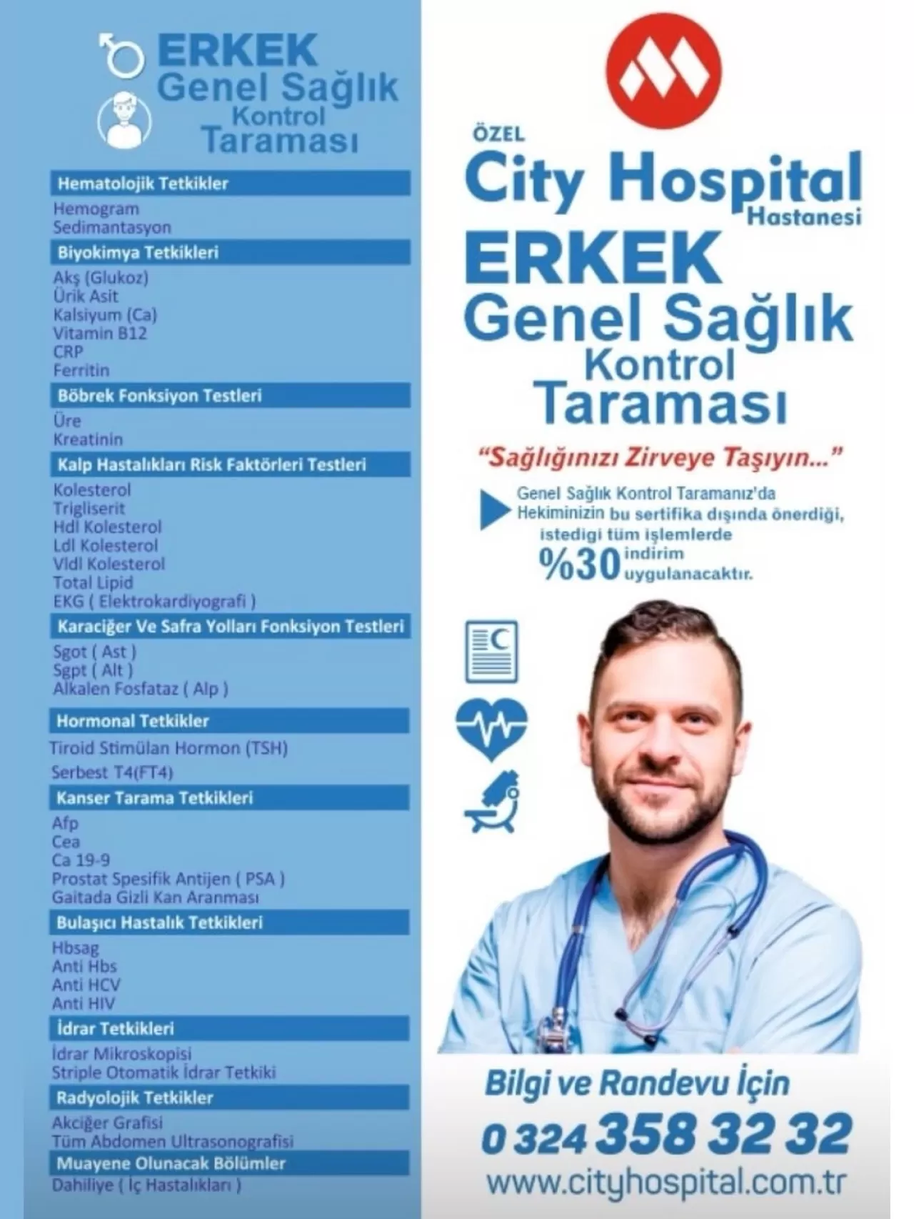 City Hospital Mersin, Erken Teşhis İçin Genel Sağlık Taraması Hizmeti Sunuyor