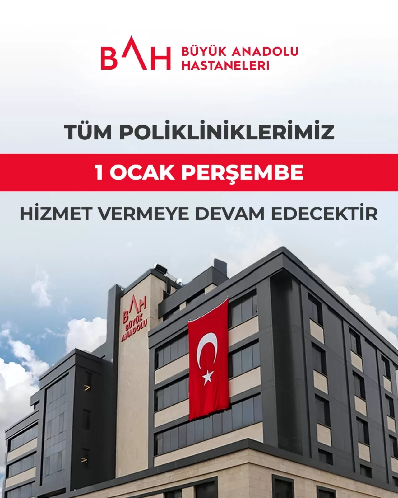 Büyük Anadolu Hastanesi Darıca, 1 Ocak'ta Hizmet Vermeye Devam Edecek