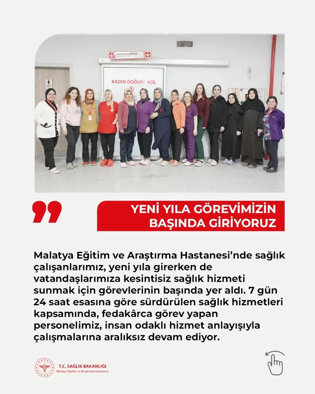 Malatya'da Sağlık Çalışanları Yılbaşında da Görev Başında