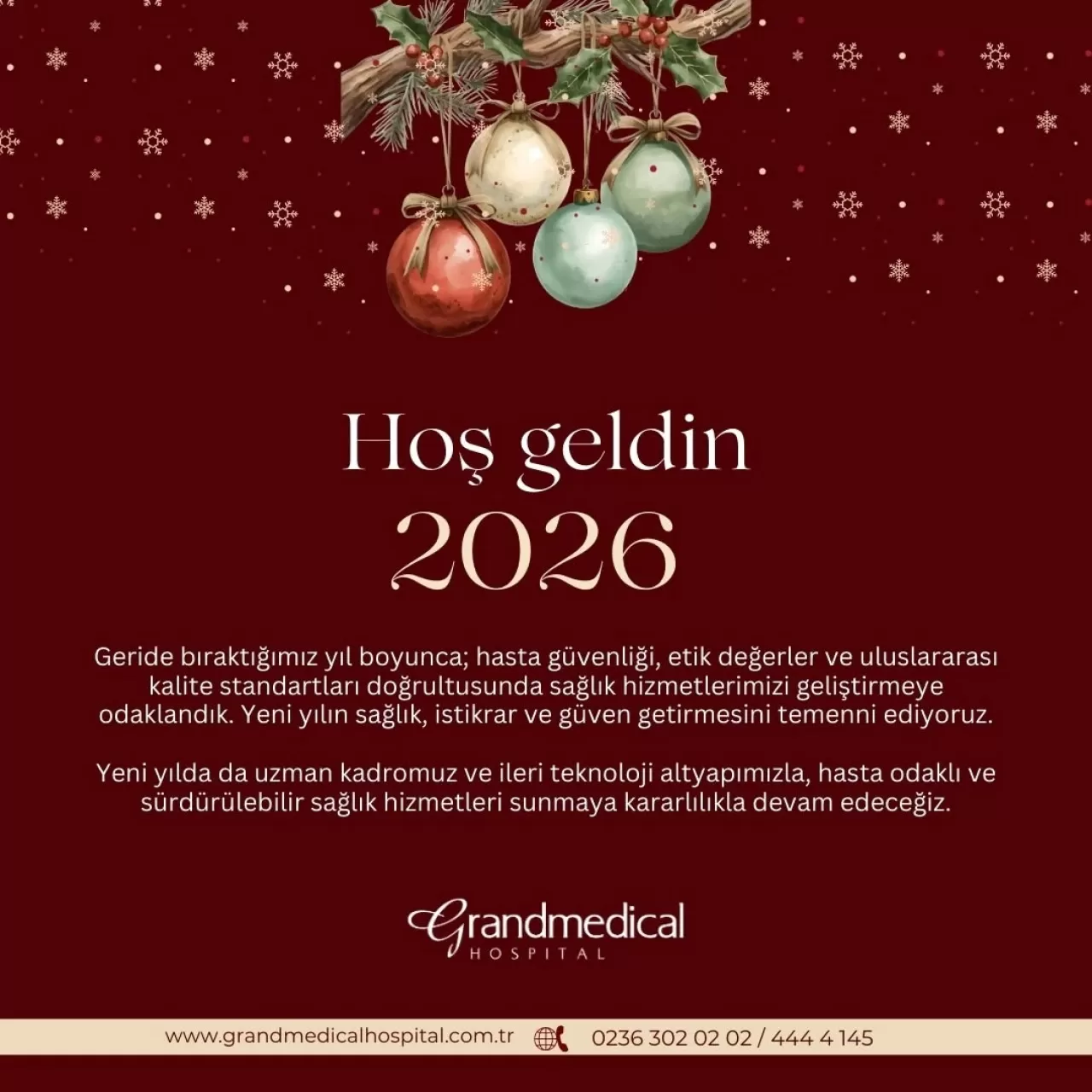 Manisa Özel Grandmedical Hastanesi'nden Yeni Yıl Mesajı: Yenilik ve Hedefler Vurgusu