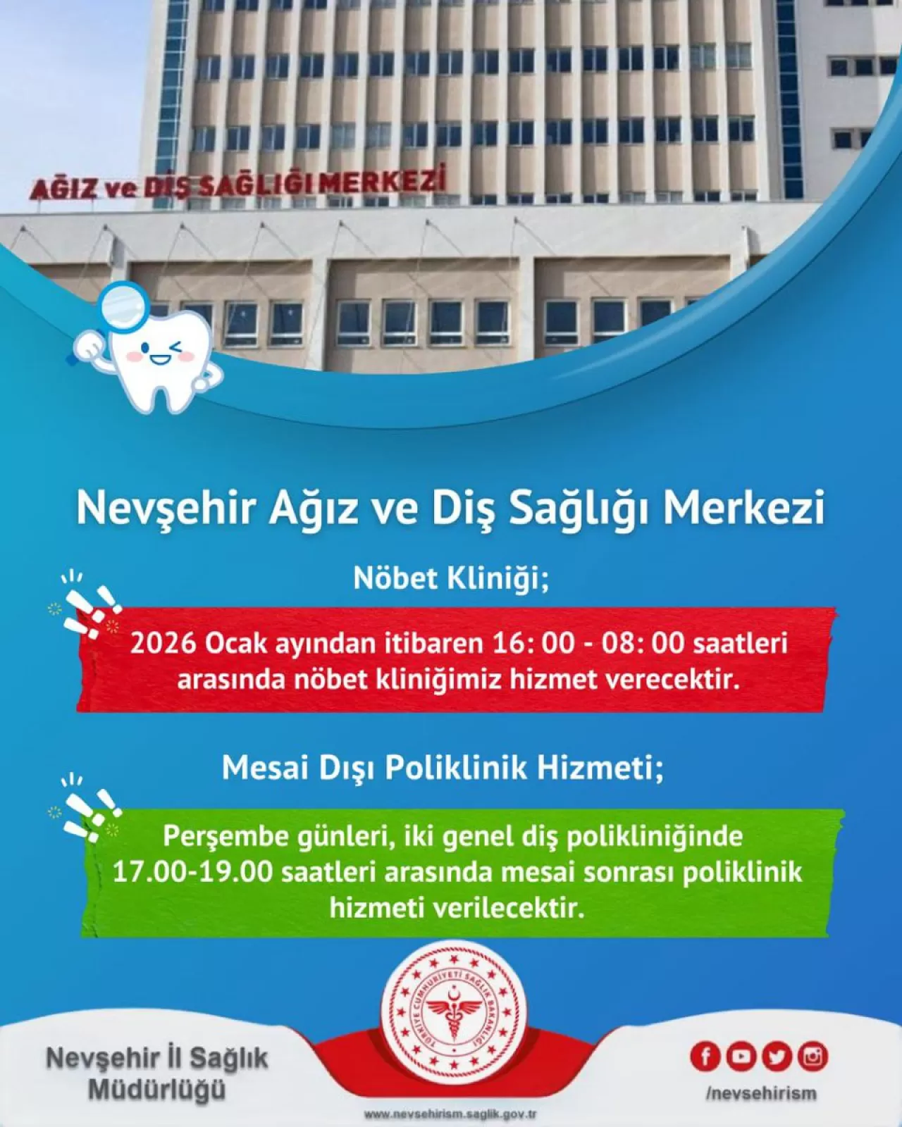 Nevşehir'de Ağız ve Diş Sağlığı Hizmetlerinde Mesai Saatleri Genişliyor