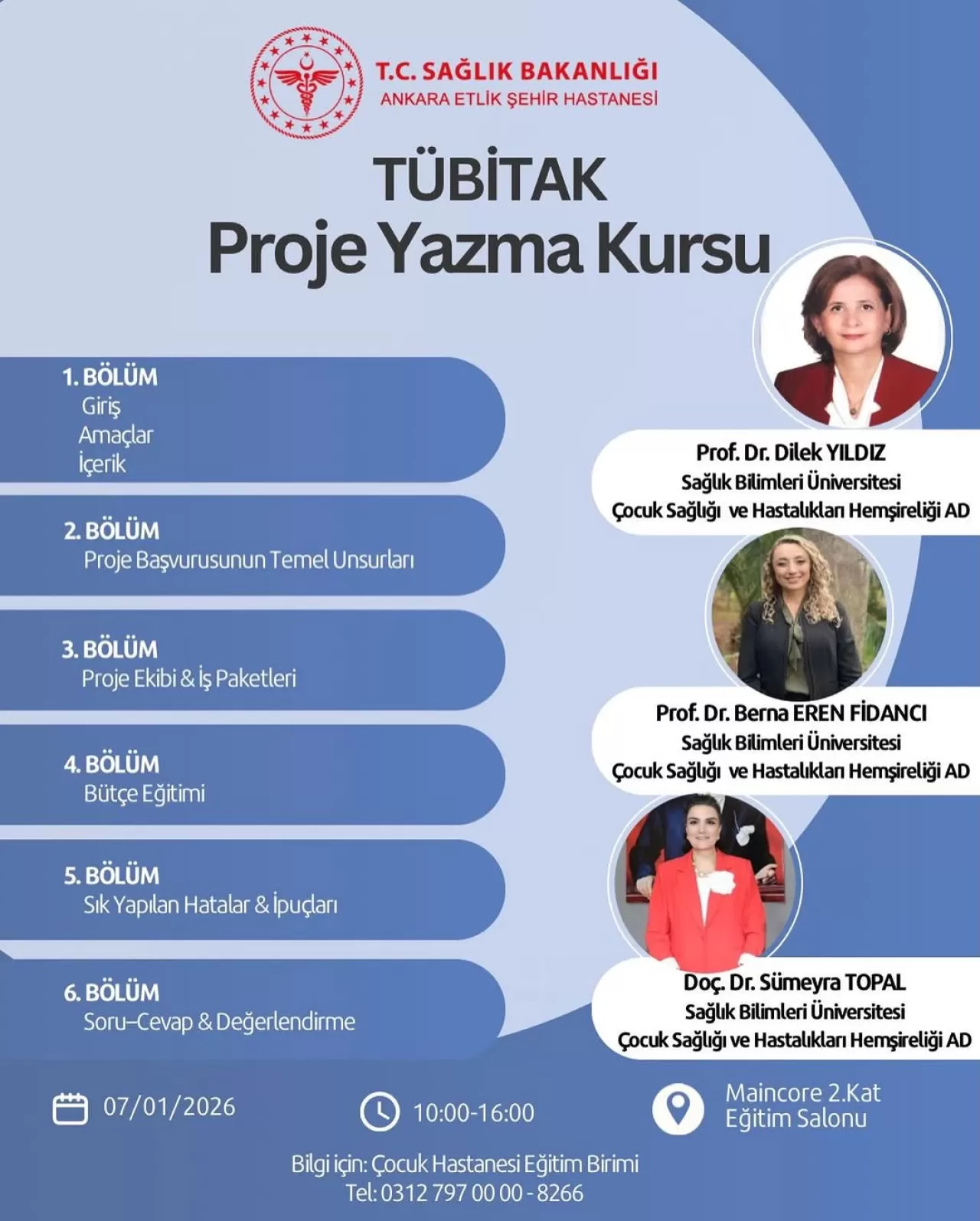 Ankara Etlik Şehir Hastanesi'nde TÜBİTAK Proje Yazma Kursu Düzenlenecek