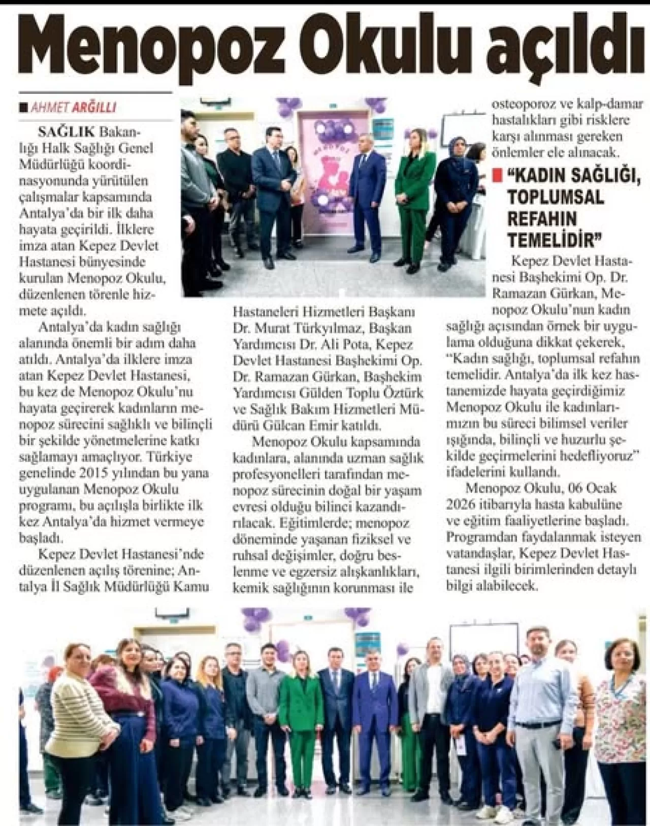 Kepez Devlet Hastanesi'nde Menopoz Okulu Açıldı