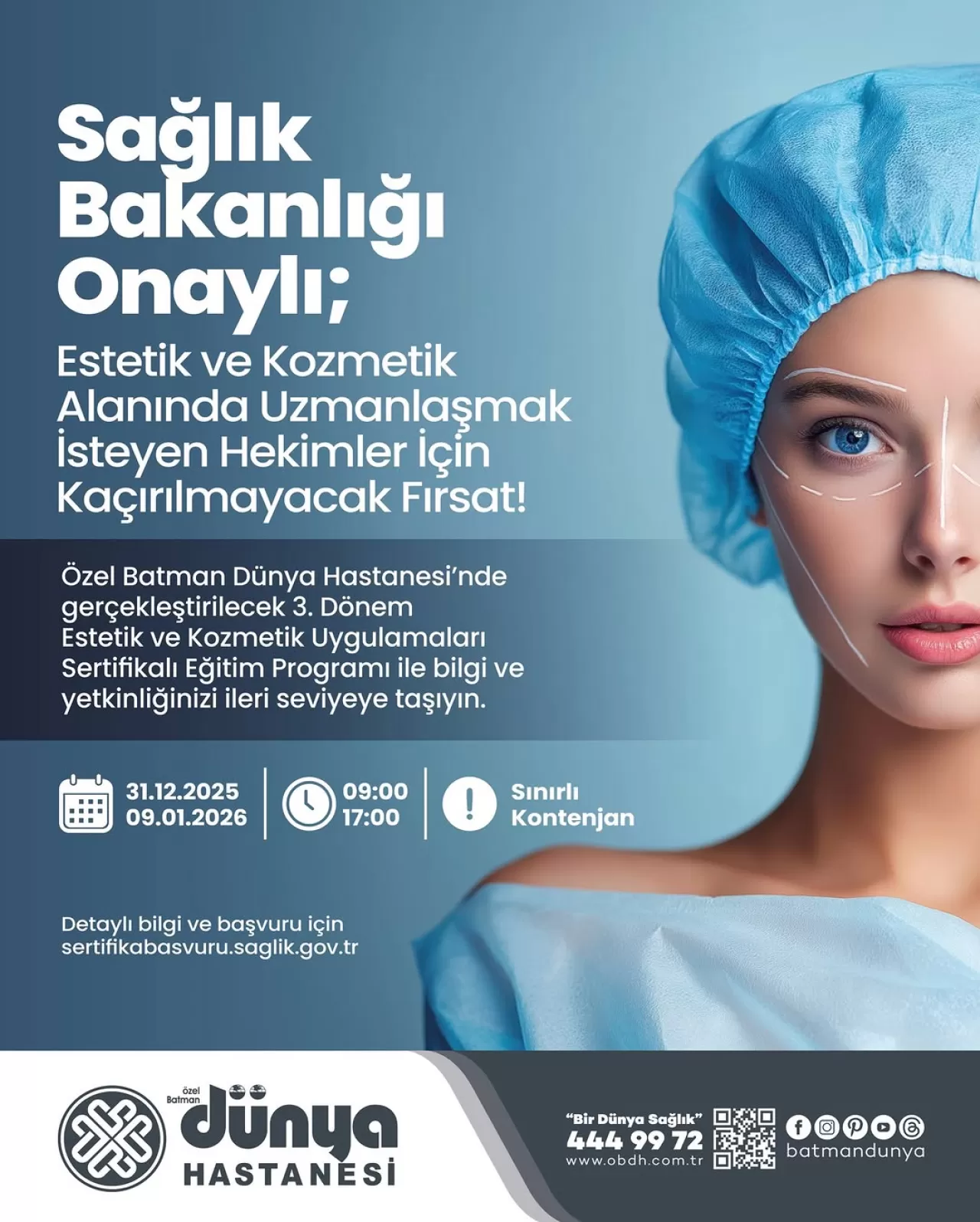 Batman'da Estetik ve Kozmetik Uygulamaları Sertifikalı Eğitim Programı Düzenlenecek