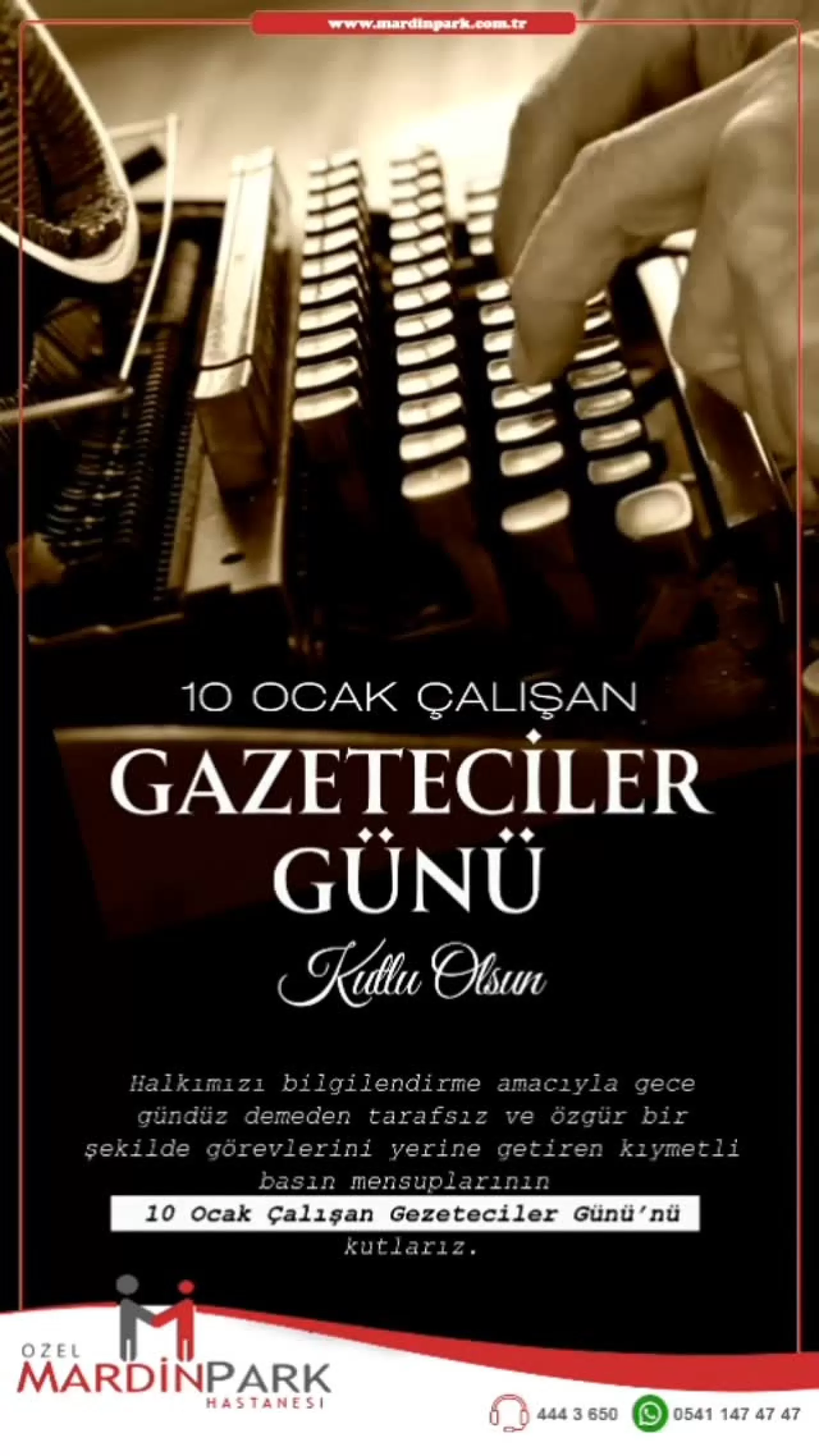 Özel Mardin Park Hastanesi'nden 10 Ocak Dünya Gazeteciler Günü Mesajı