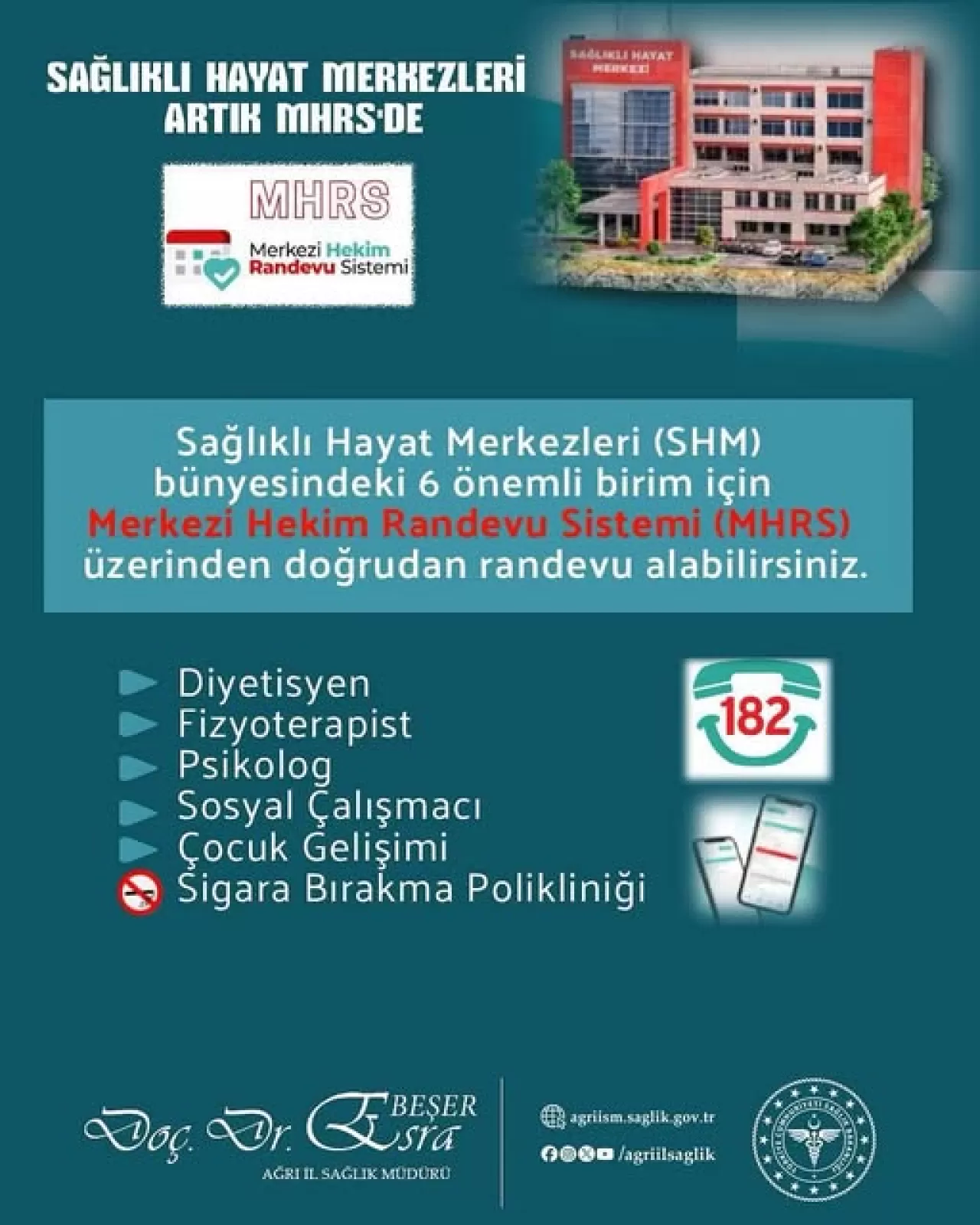 Sağlıklı Hayat Merkezleri'nde Randevular Artık MHRS Üzerinden