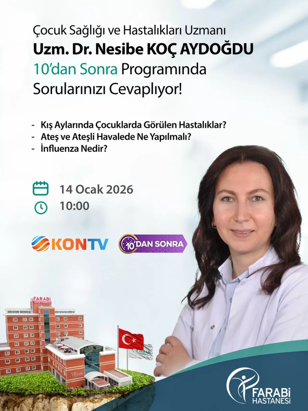 Konya'da Çocuk Sağlığı ve Hastalıkları Uzmanı Dr. Nesibe Koç Aydoğdu Ekranlarda