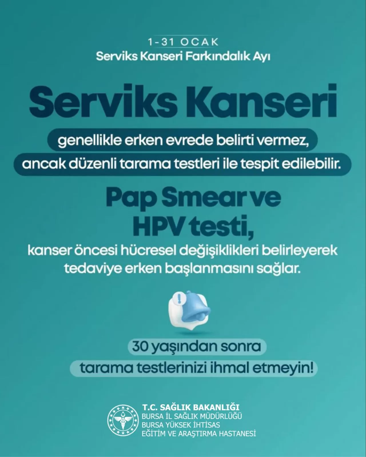 SBÜ Bursa Yüksek İhtisas EAH, Serviks Kanseri Farkındalık Ayı'nda Vatandaşları Bilinçlendiriyor