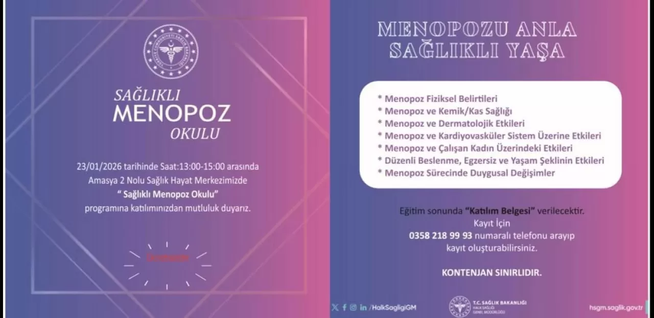 Amasya'da Sağlıklı Menopoz Okulu Başlıyor