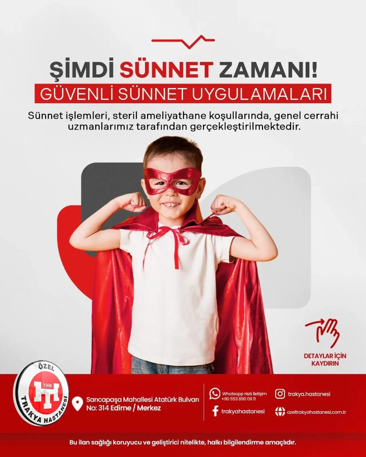 Edirne Özel Trakya Hastanesi'nde Güvenli Sünnet Hizmeti