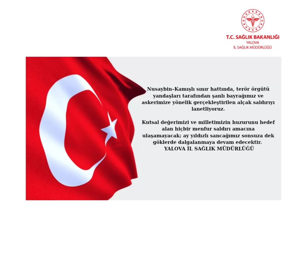 Yalova İl Sağlık Müdürlüğü'nden Nusaybin'deki Menfur Saldırıya Kınama