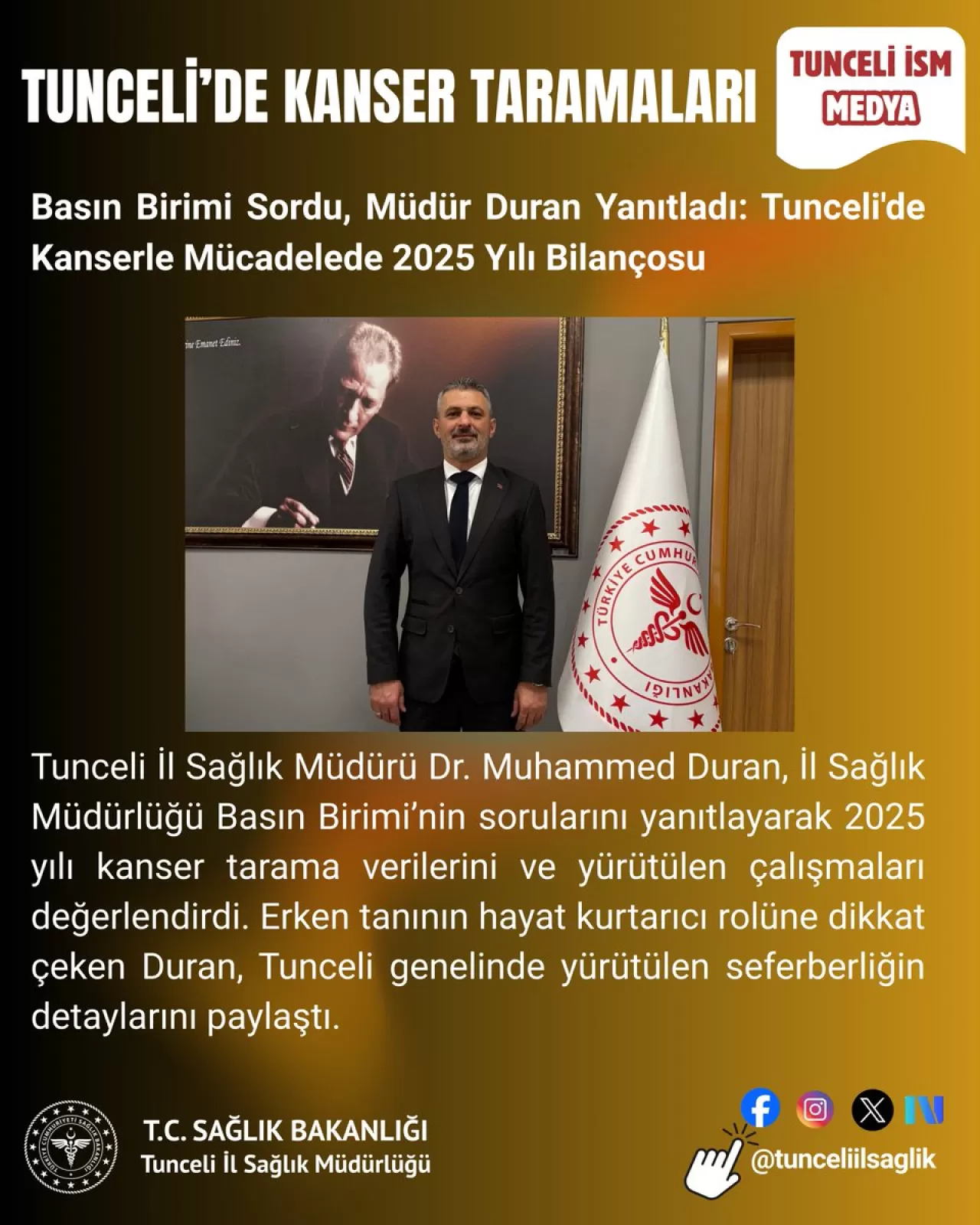 Tunceli'de Kanser Tarama Seferberliği: 2025 Hedefleri Açıklandı