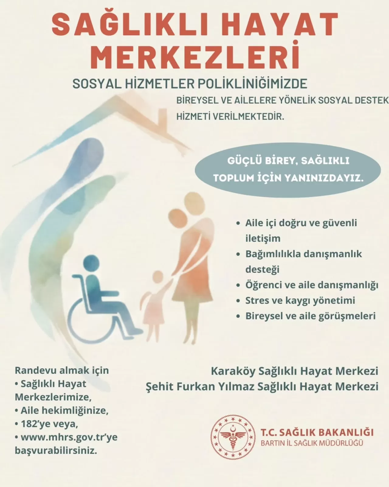Bartın'da Aile ve Bireylere Ücretsiz Sosyal Hizmet Desteği