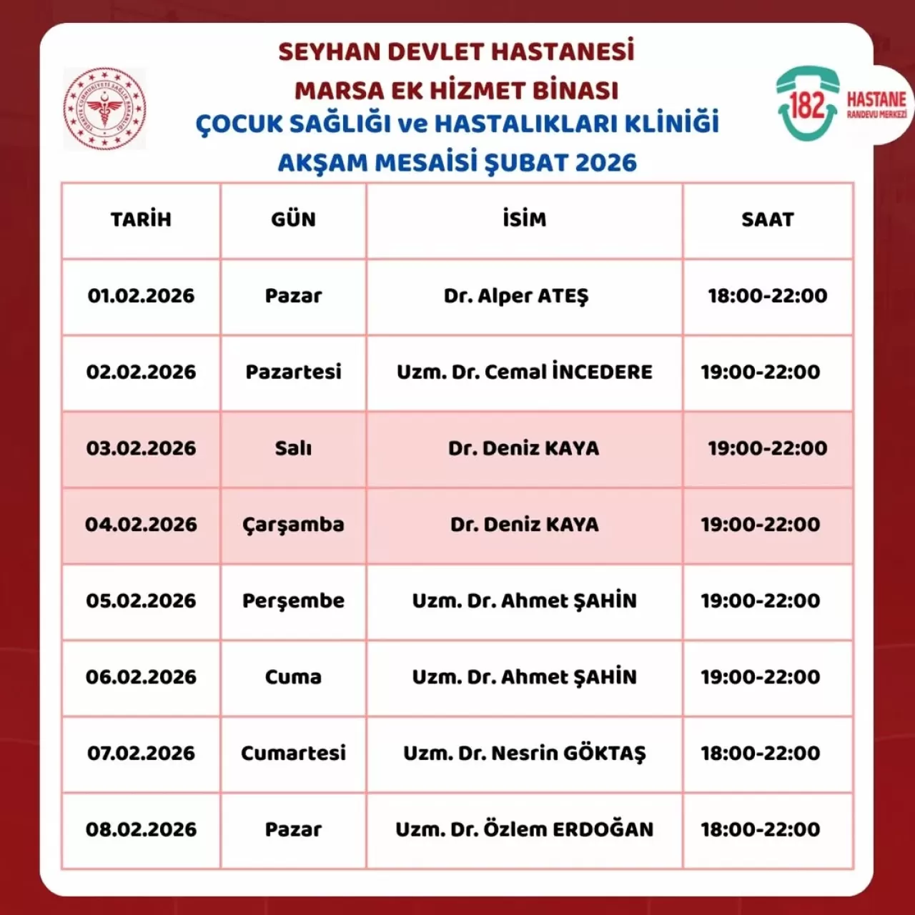 Adana Seyhan Devlet Hastanesi'nde Akşam Çocuk Polikliniği Hizmeti