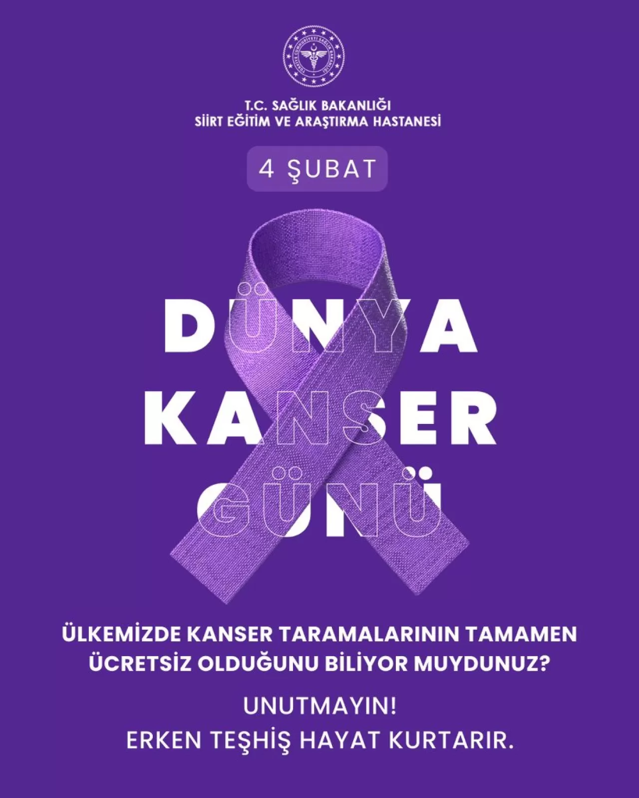 Siirt'te Kanser Taramaları Ücretsiz Yapılıyor