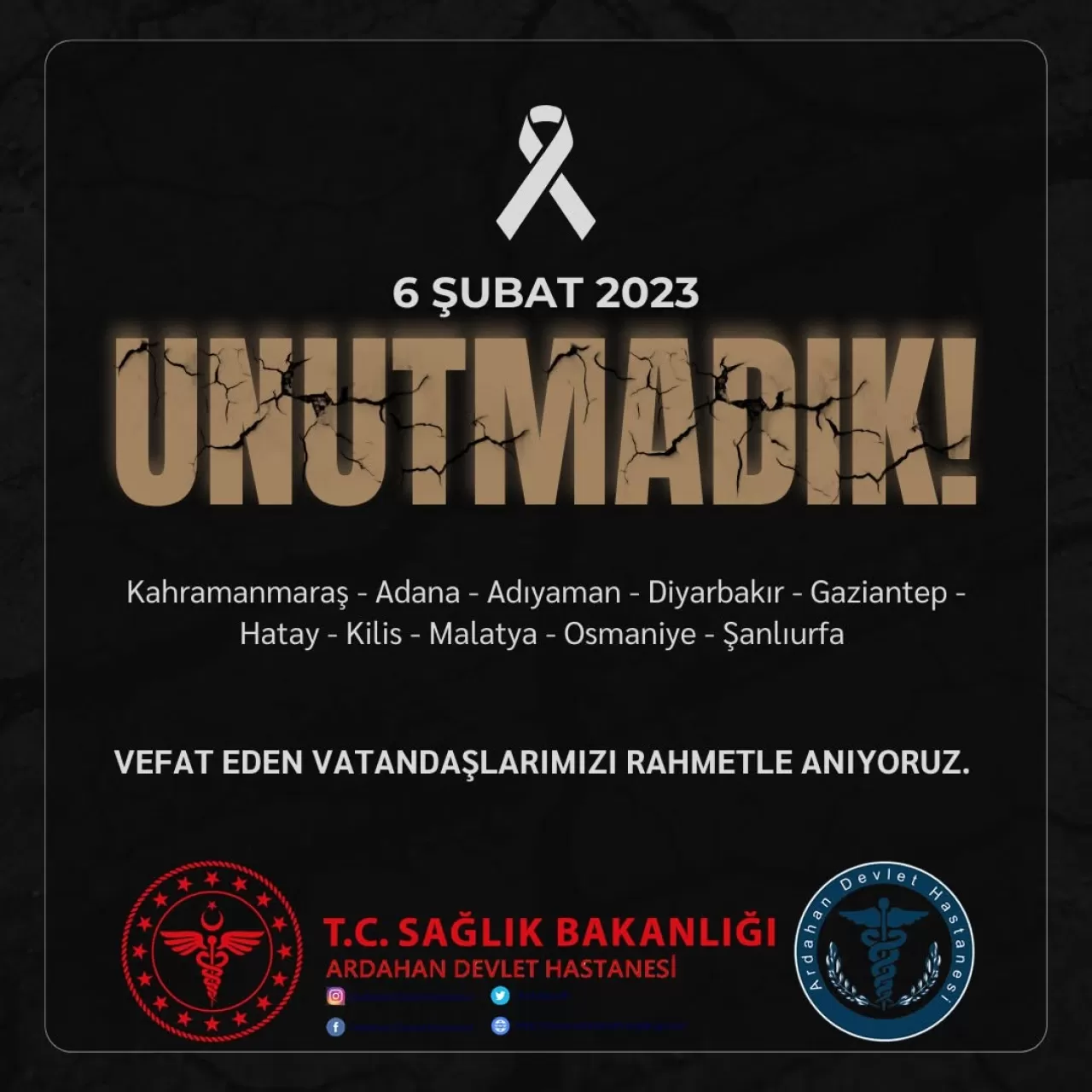 Ardahan'da 6 Şubat Depremlerinde Hayatını Kaybedenler Anıldı