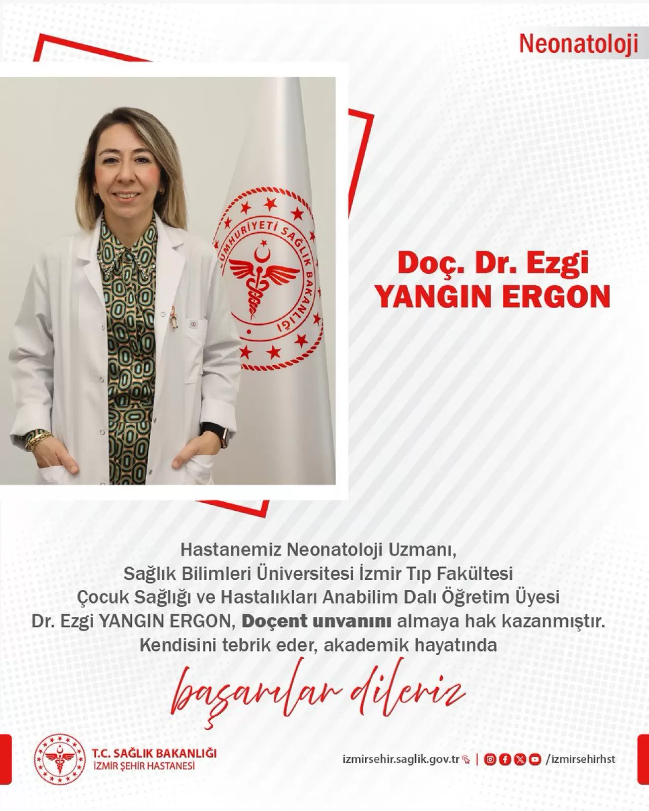 İzmir Şehir Hastanesi'nden Akademik Başarı: Dr. Öğretim Üyesi Ezgi Yangın Ergon Doçent Unvanını Aldı