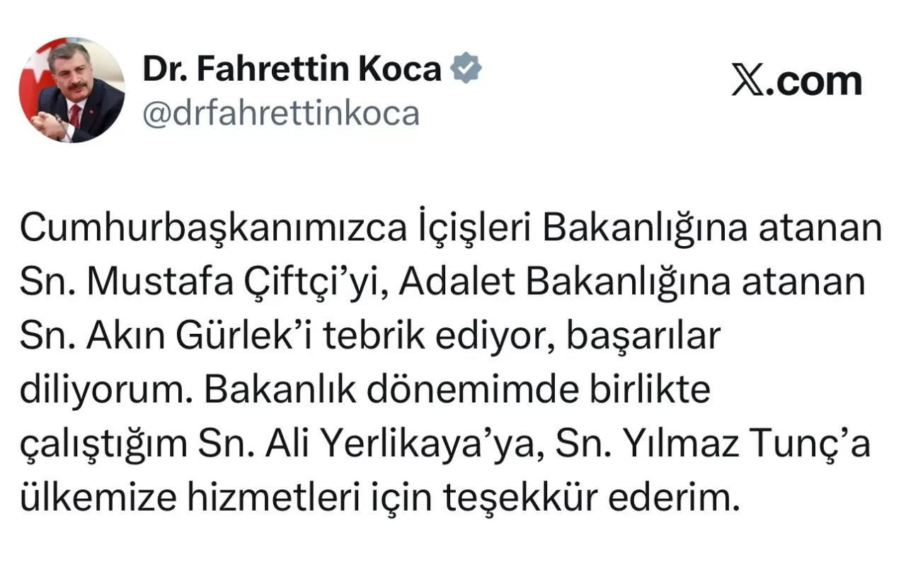 Yeni Atanan Bakanlar Göreve Başladı: Çiftçi ve Gürlek'e Görev Tebriği