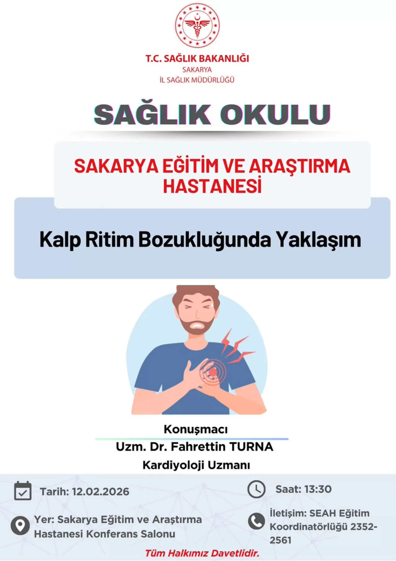 SAÜEAH'ta Kalp Ritim Bozukluklarına Yönelik Halk Eğitimi Düzenlenecek