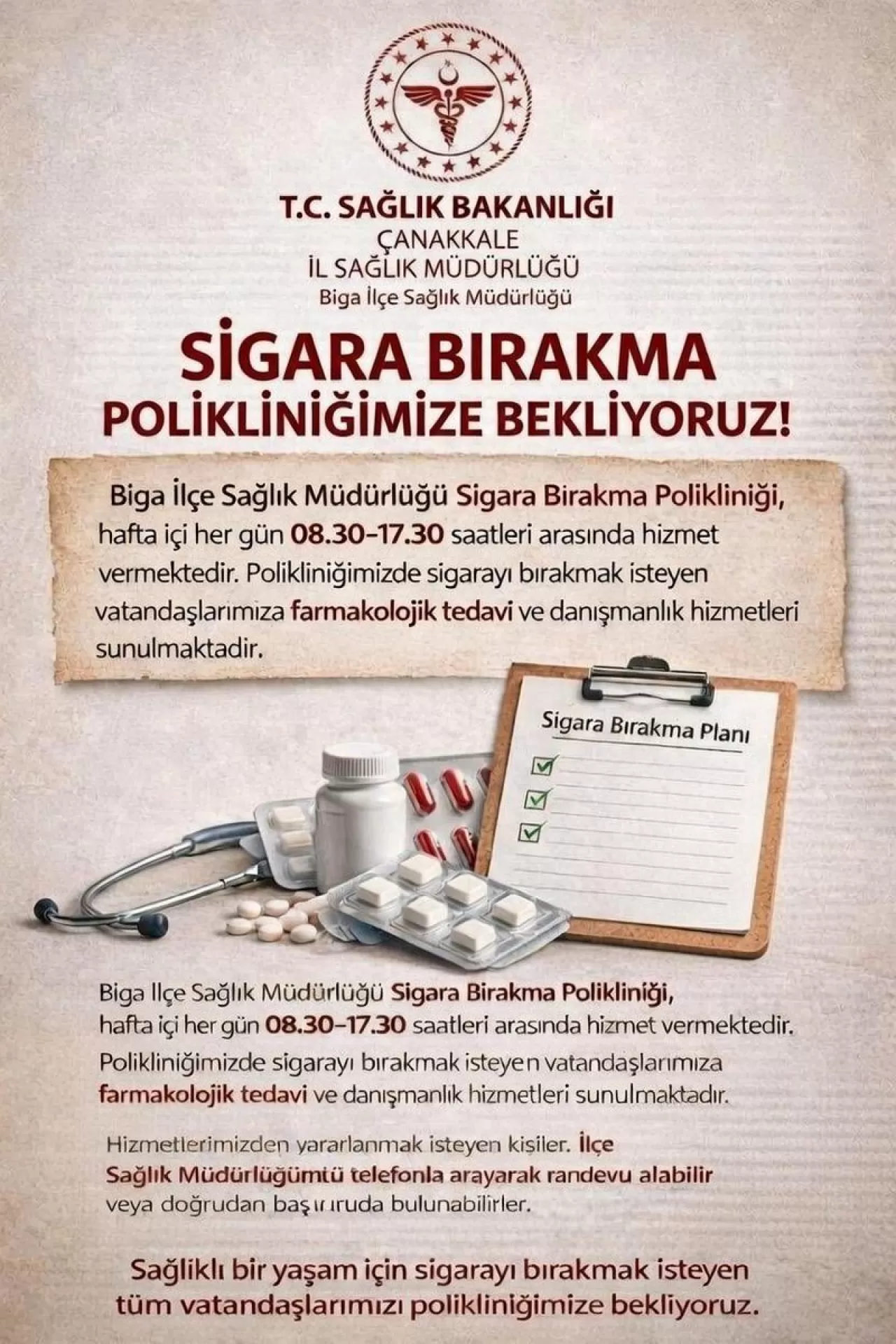 Biga'da Sigarayı Bırakmak İsteyenlere Ücretsiz Destek: Sigara Bırakma Polikliniği Hizmette