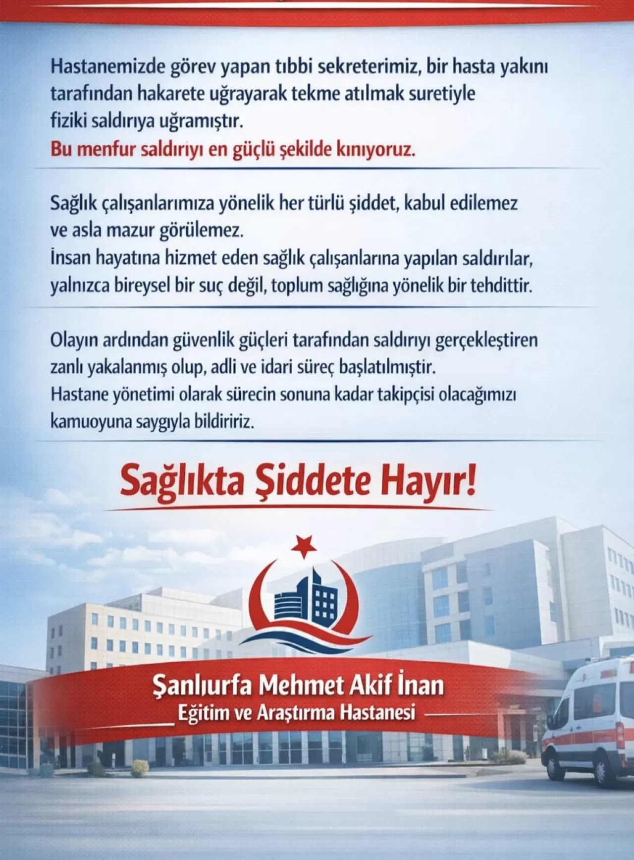 Şanlıurfa'da Sağlık Çalışanlarına Yönelik Şiddet Kınandı