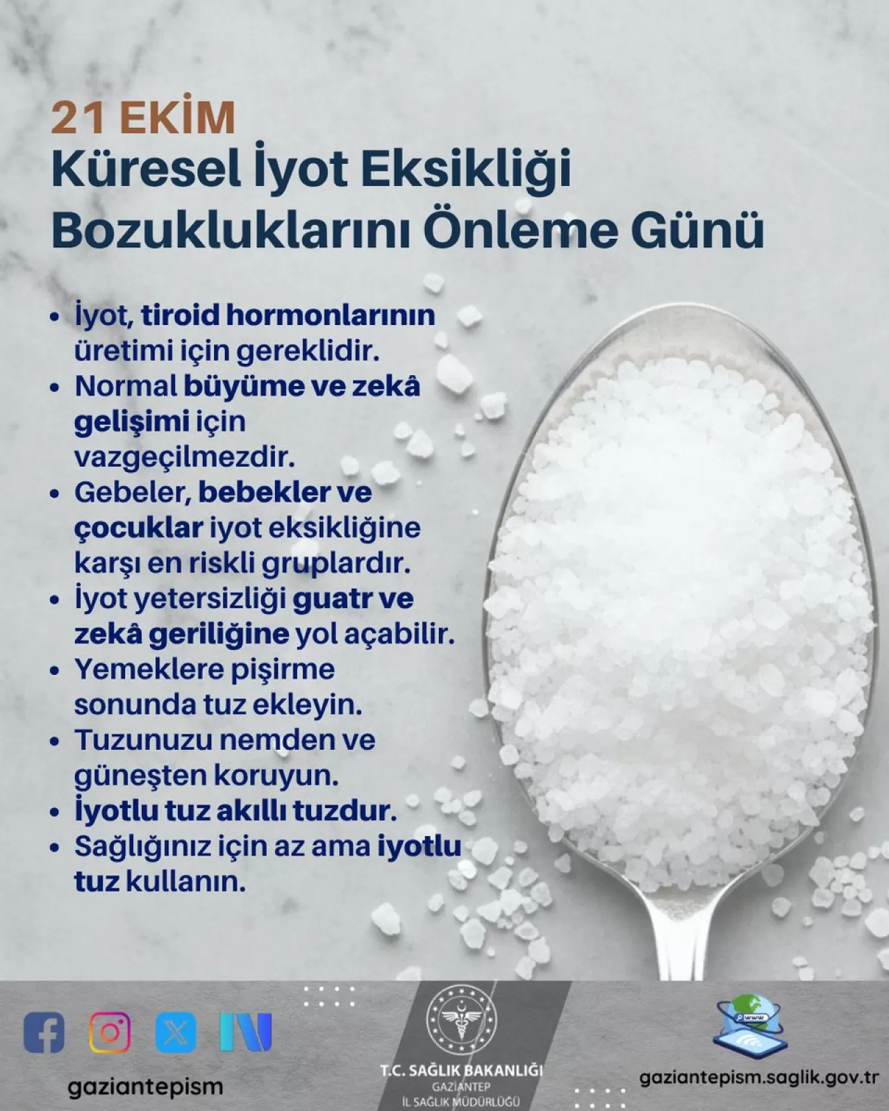Gaziantep'te 21 Ekim'de İyot Eksikliğine Dikkat Çekildi