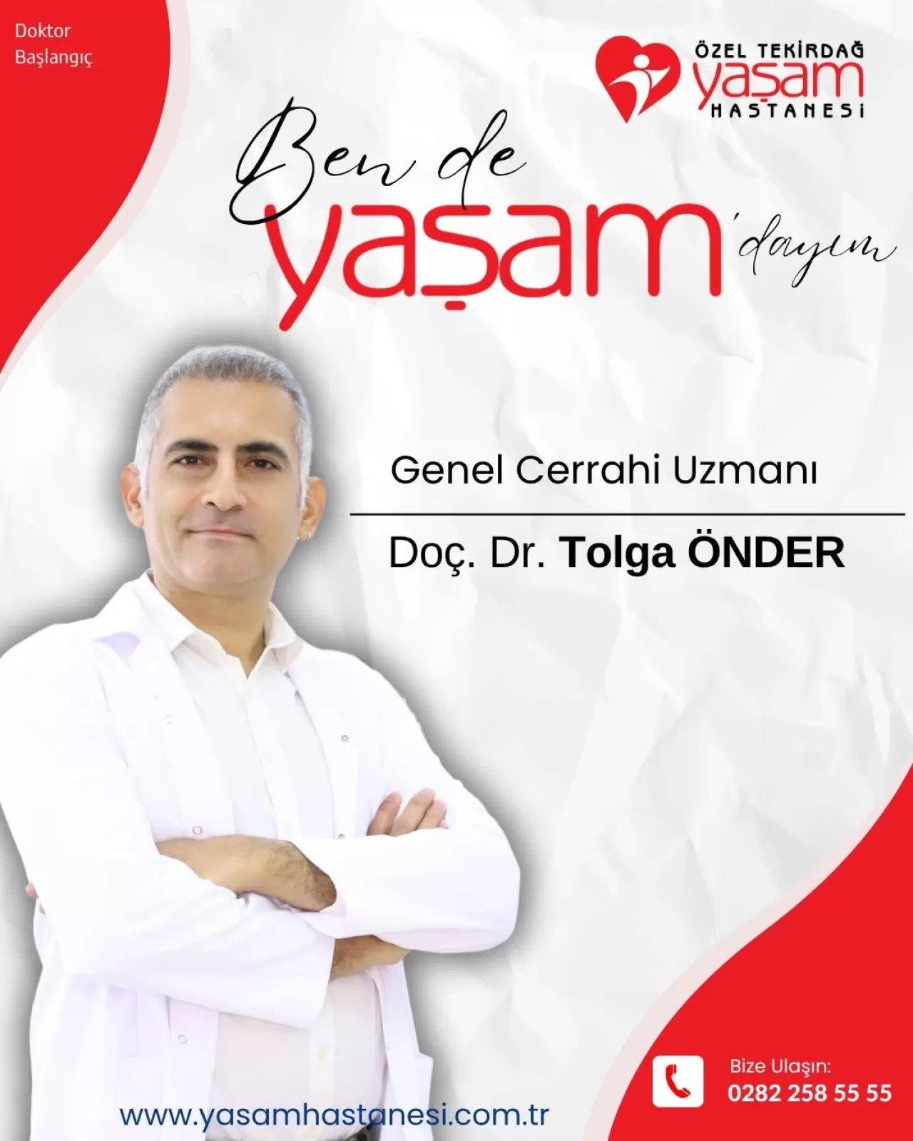 Doç. Dr. Tolga Önder, Özel Tekirdağ Yaşam Hastanesi'nde Hasta Kabulüne Başladı