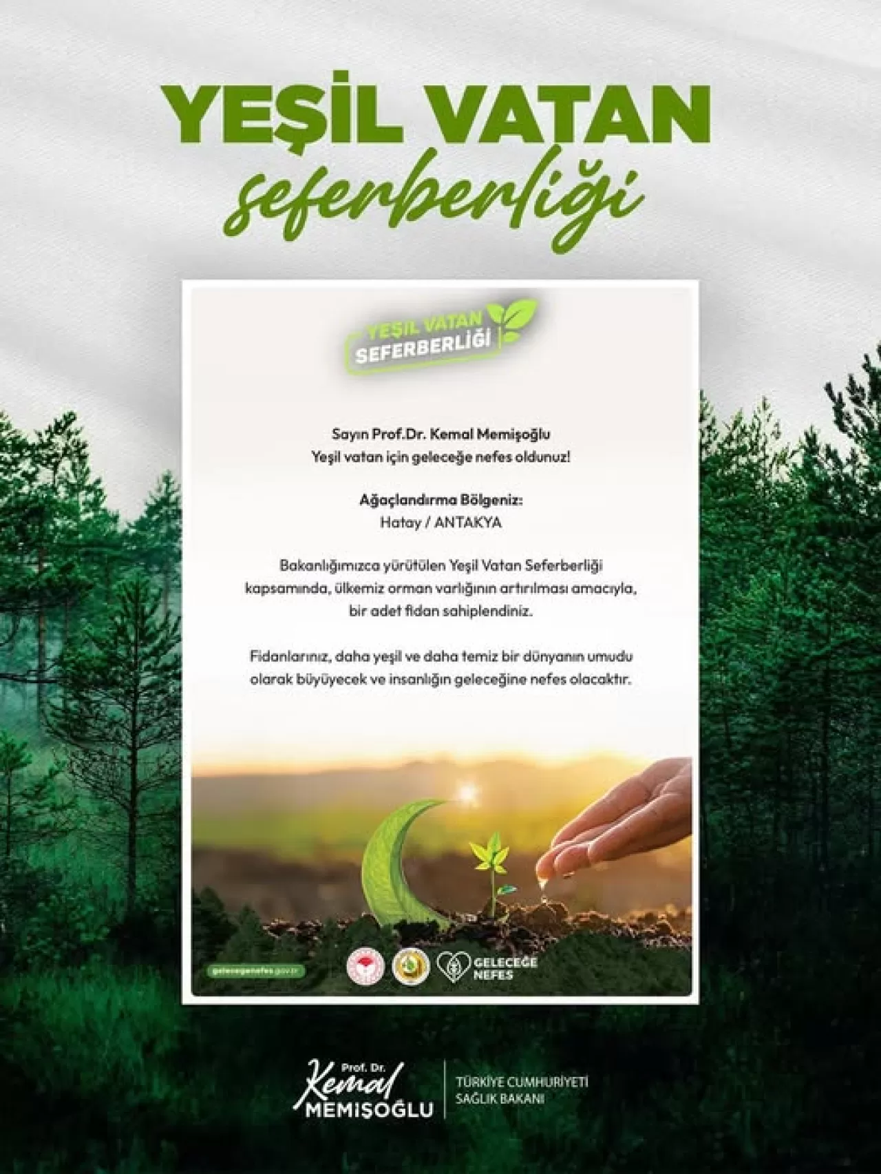 Amasya'da 11 Kasım Millî Ağaçlandırma Günü'ne Yeşil Vatan Seferberliği Çağrısı