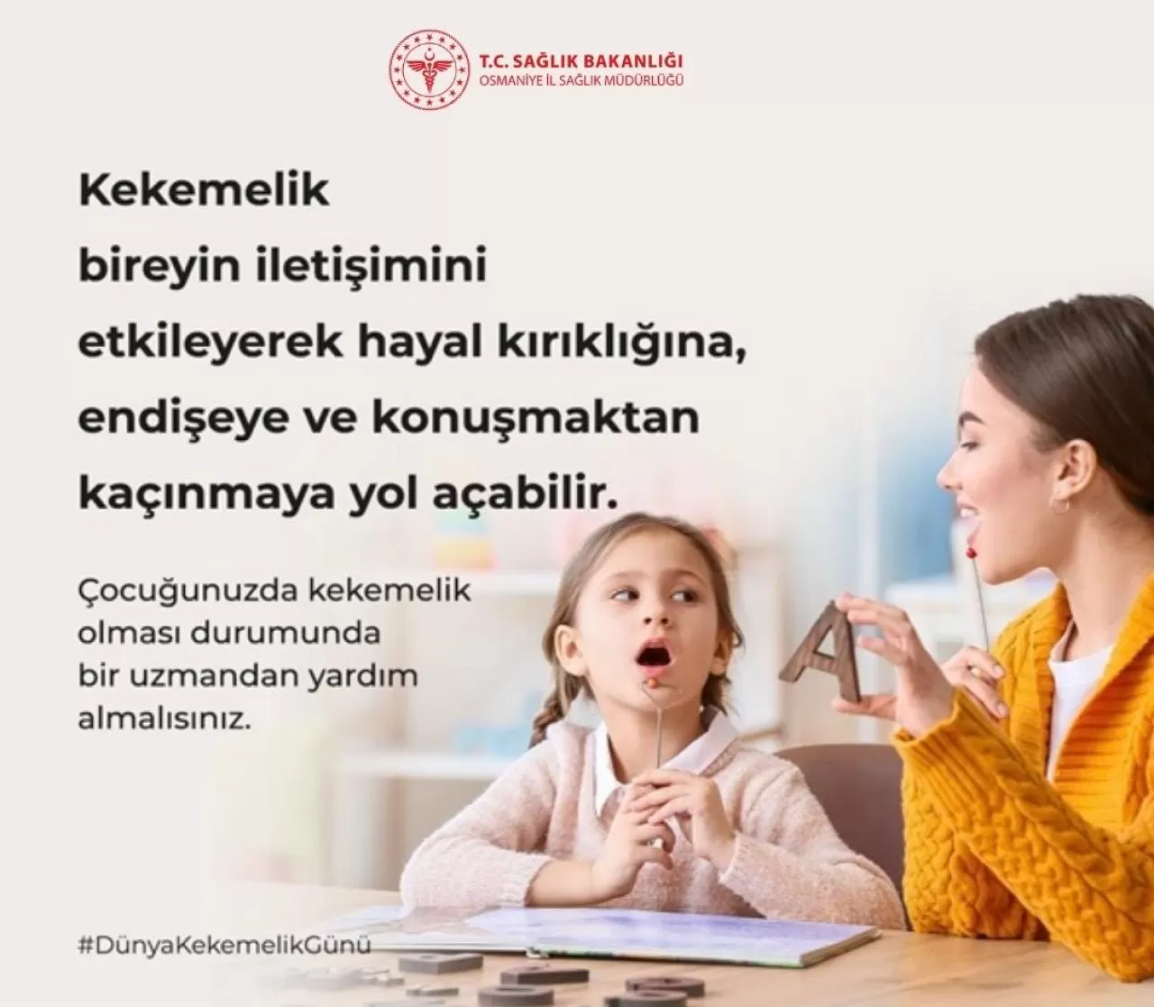 Osmaniye İl Sağlık Müdürlüğü'nden Dünya Kekemelik Günü Açıklaması: Kekemelik Tedavi Edilebilir Bir Sorundur