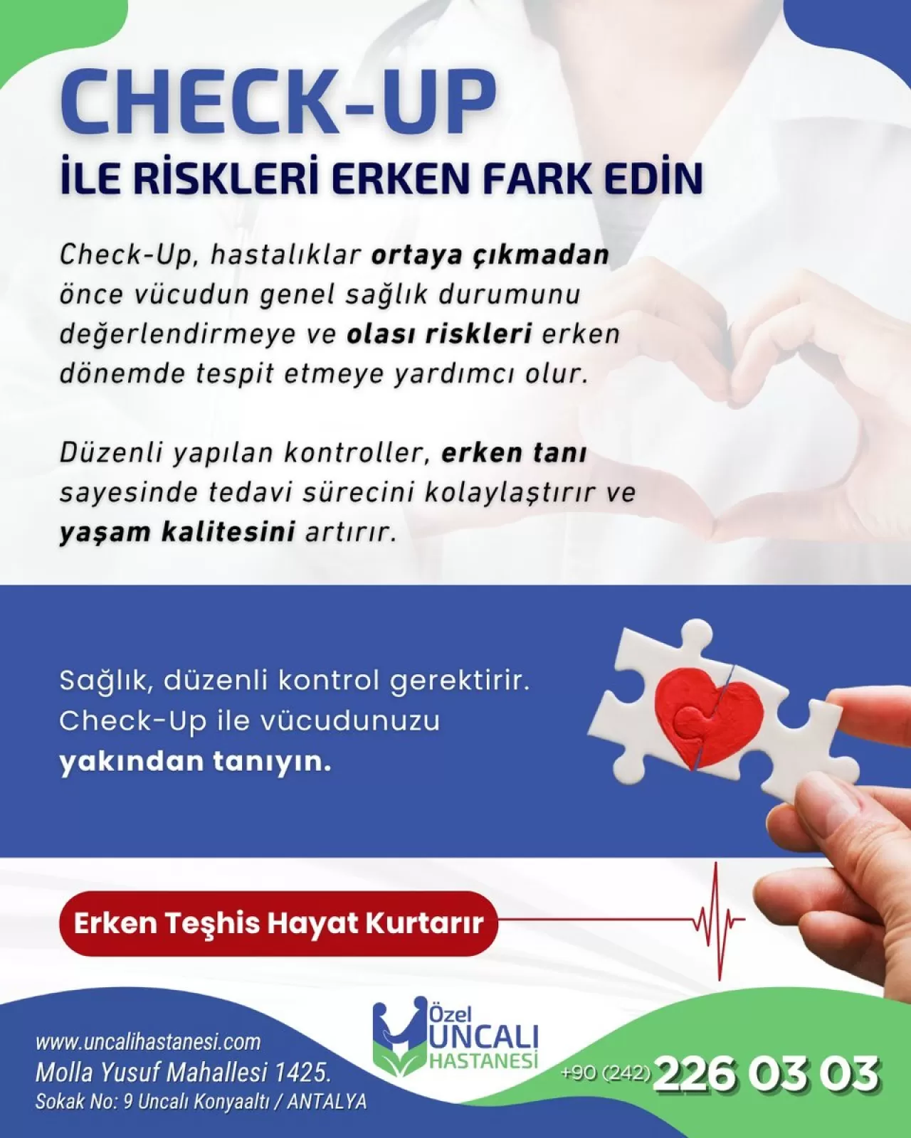 Antalya Özel Uncalı Hastanesi'nde Erken Teşhis ve Checkup Hizmetleri