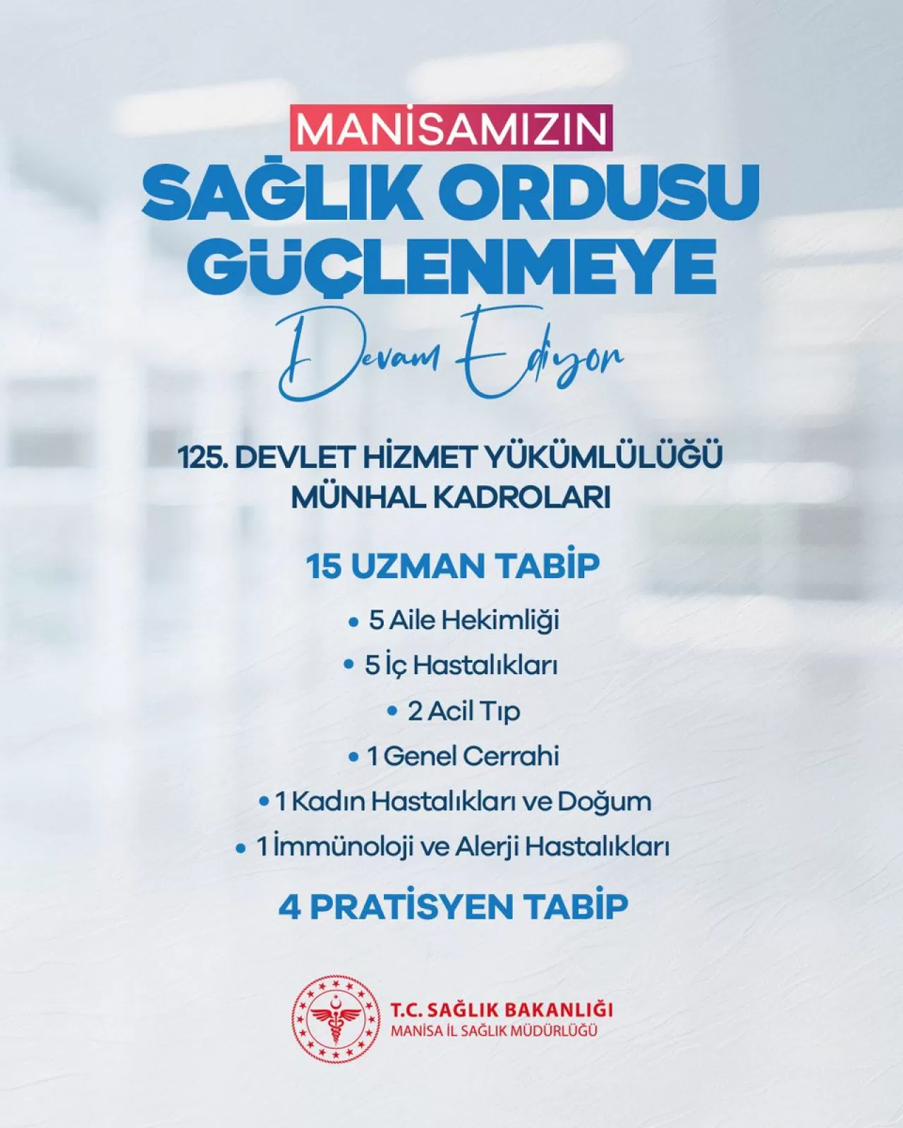 Manisa'da Sağlık Ordusuna Yeni Atamalar