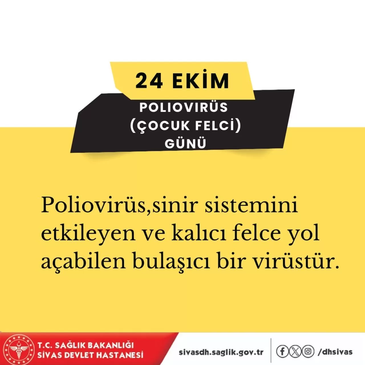 Sivas'ta 24 Ekim Dünya Polio Günü'nde Çocuk Felci Farkındalığı