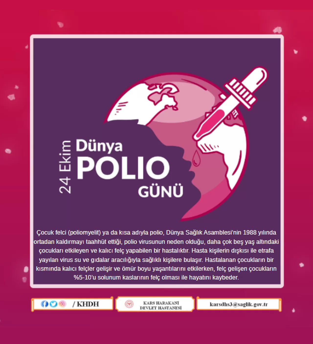 Kars Harakani Devlet Hastanesi'nden Dünya Polio Günü Açıklaması: Aşı Hayat Kurtarır