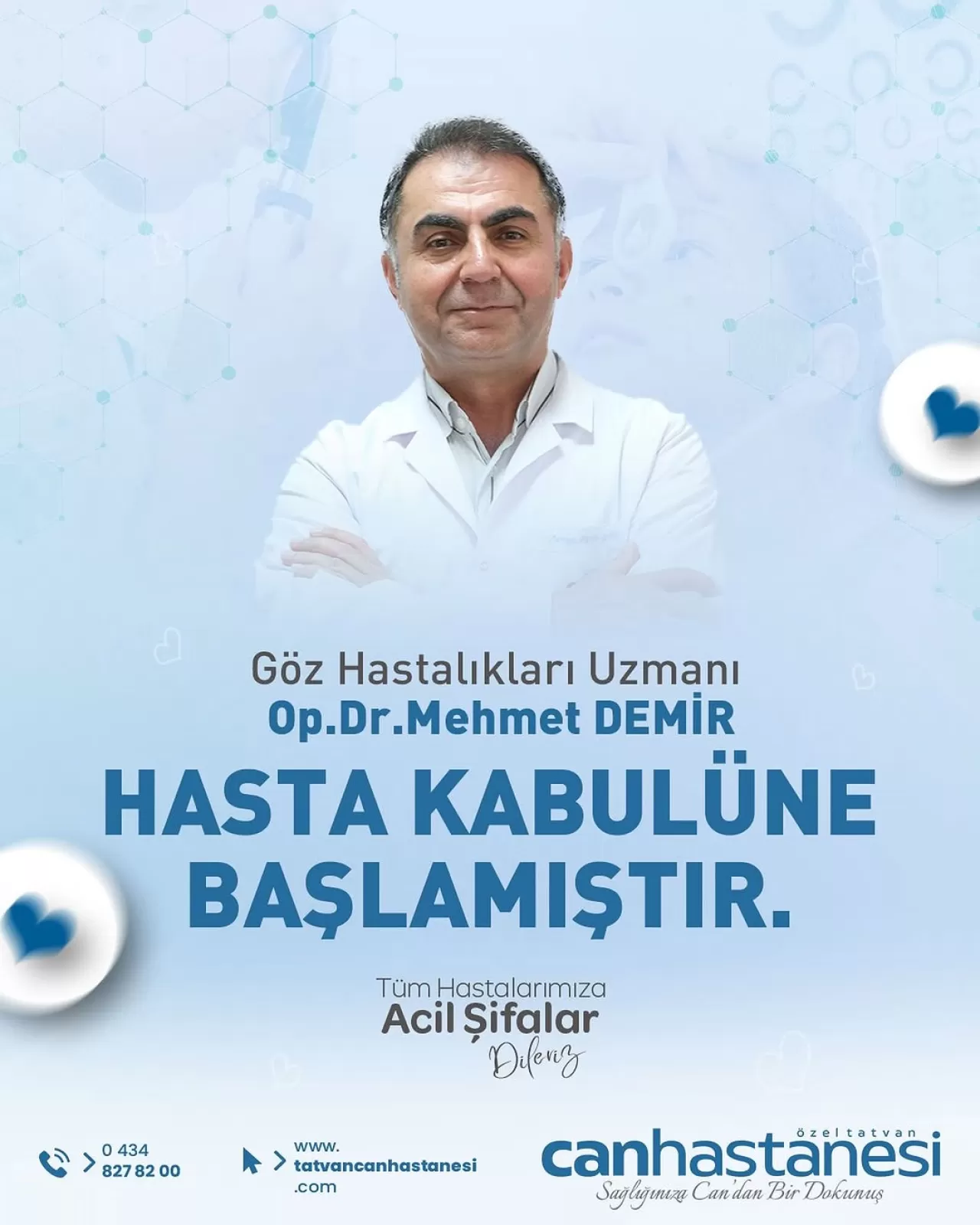 Tatvan Can Hastanesi'nde Göz Sağlığı Hizmetlerine Yeni Uzman