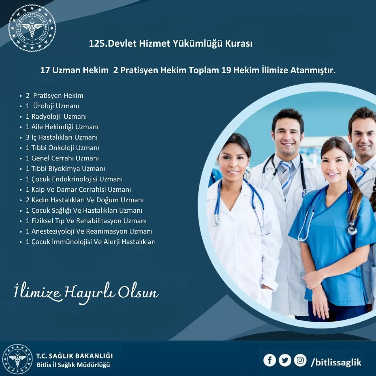Bitlis İl Sağlık Müdürlüğü'ne Personel Ataması