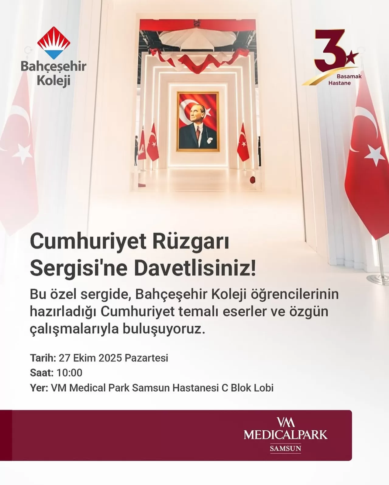 Bahçeşehir Koleji Öğrencilerinden Cumhuriyet Temalı Sergi VM Medical Park Samsun'da
