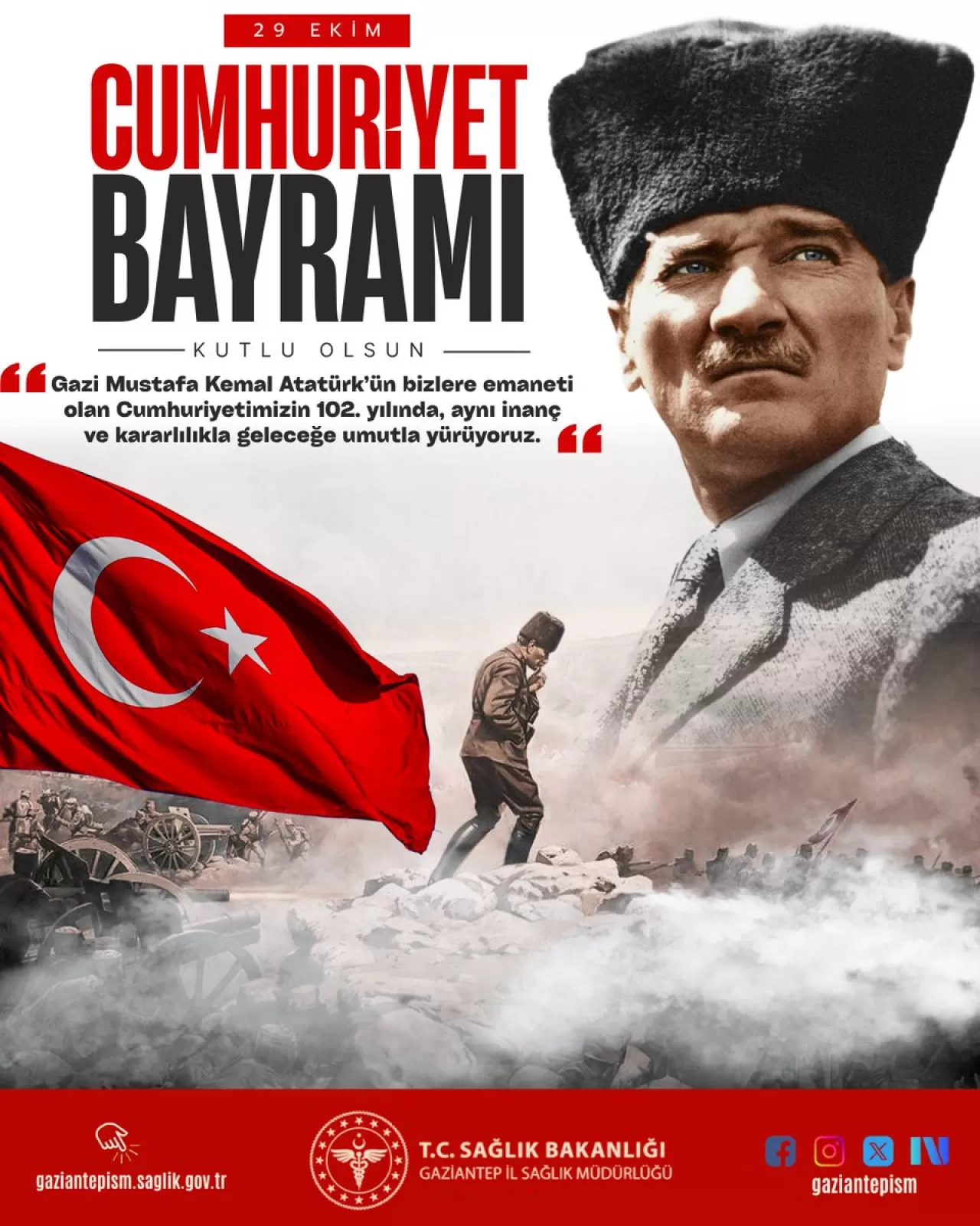 Gaziantep İl Sağlık Müdürlüğü'nden 29 Ekim Cumhuriyet Bayramı Mesajı