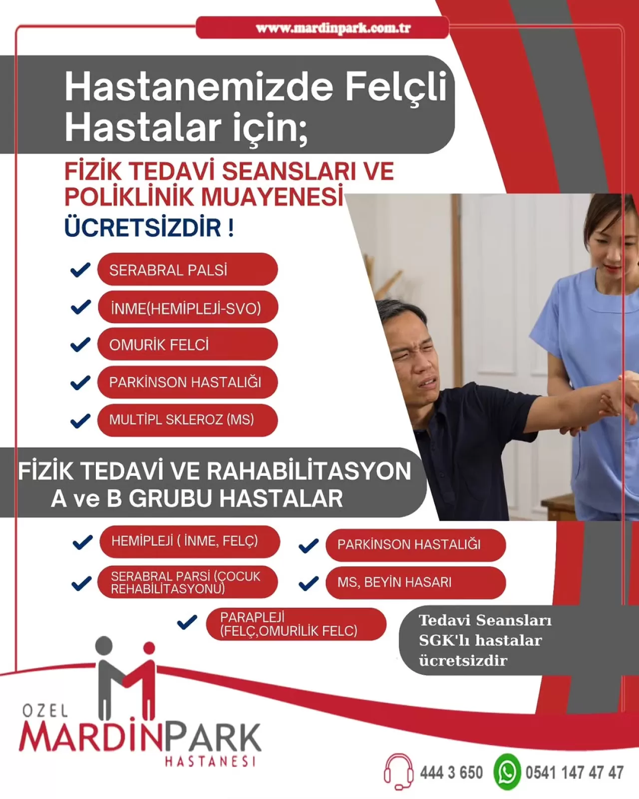 Mardin'de Felç ve Nörolojik Hastalıklara Ücretsiz Fizik Tedavi Hizmeti