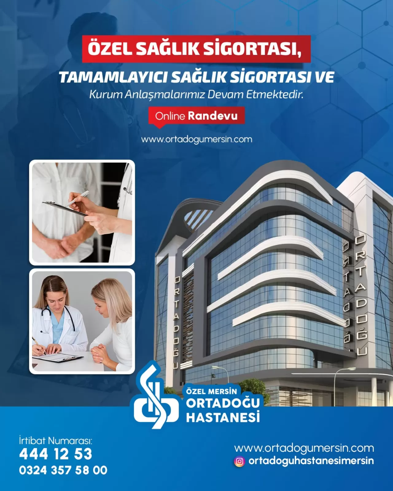 Mersin Ortadoğu Hastanesi, Özel Sağlık Sigortaları ve Online Randevu ile Hizmet Veriyor