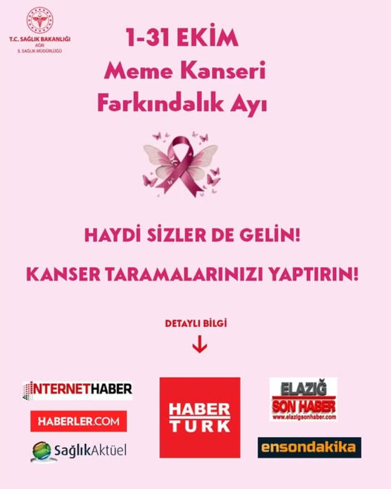 Ağrı'da Kadın Sağlığı İçin Farkındalık Yürüyüşü Düzenlendi